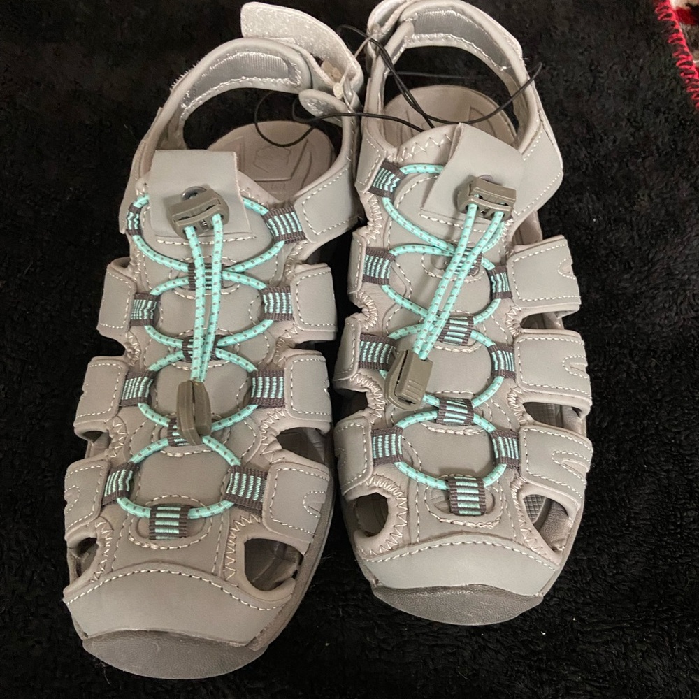 Ashley By 26 International Gray and Mint Sandals